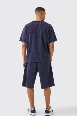 boohooMAN Relaxed Indigo Dyed Striped Jort | UK| Shorts