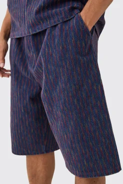 boohooMAN Relaxed Indigo Dyed Striped Jort | UK| Shorts