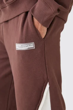 boohooMAN Relaxed Loop Back Raw Hem Panel Jogger | UK| Joggers