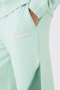 boohooMAN Relaxed Loop Back Raw Hem Panel Jogger | UK| Joggers