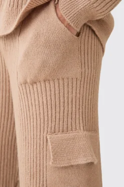 boohooMAN Relaxed Marl Ribbed Knit Cargo Joggers | UK| Tracksuits