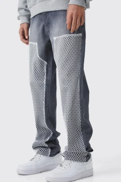 boohooMAN Relaxed Mesh Worker Panel Jeans | UK| Jeans