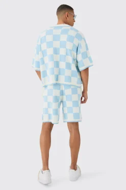 boohooMAN Relaxed Mid Length Check Knitted Short | UK| Tracksuits