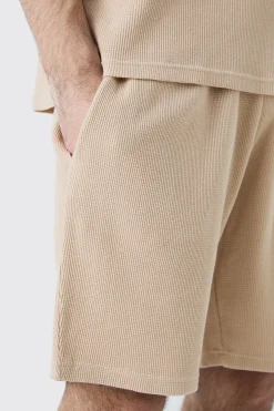 boohooMAN Relaxed Mid Length Waffle Short | UK| Shorts