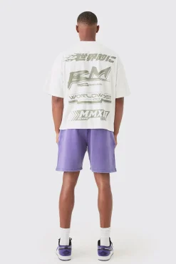 boohooMAN Relaxed Moto Puff Print Washed Shorts | UK| Shorts