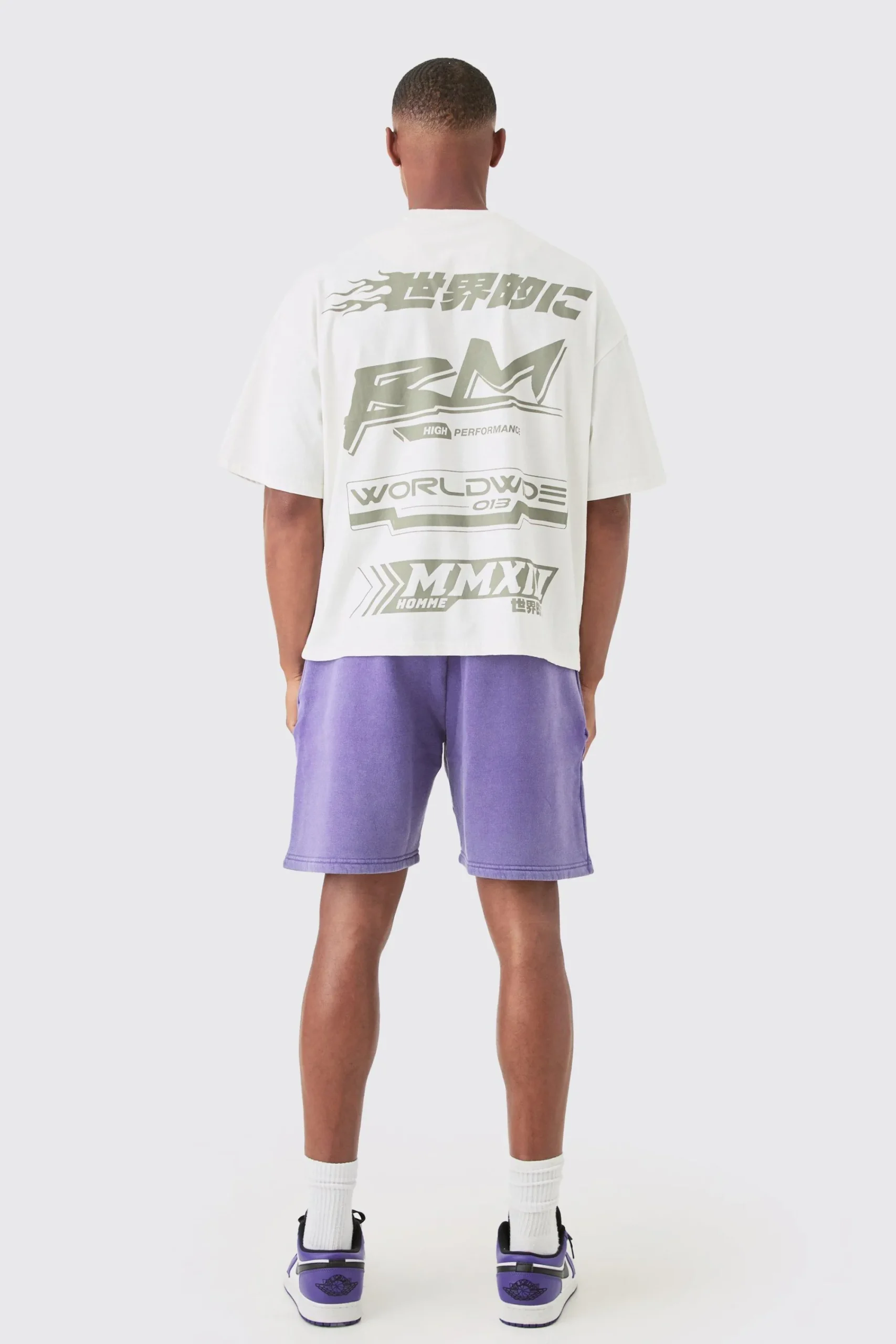 boohooMAN Relaxed Moto Puff Print Washed Shorts | UK| Shorts