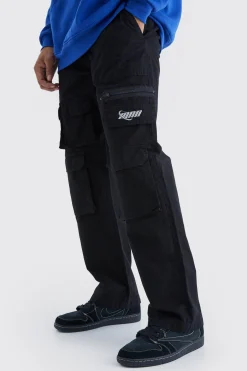 boohooMAN Relaxed Multi Cargo Ripstop Trouser With Tonal Embroidery | UK| Trousers|Cargos