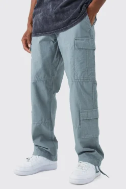 boohooMAN Relaxed Multi Cargo Ripstop Trouser With Woven Tab | UK| Trousers|Cargos