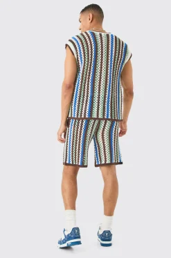 boohooMAN Relaxed Open Stitch Knitted Shorts | UK| Shorts