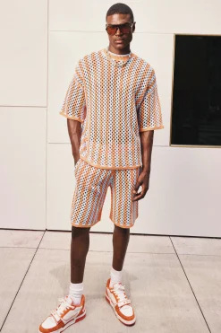 boohooMAN Relaxed Open Stitch Stripe Knitted Shorts | UK| Shorts|Tracksuits