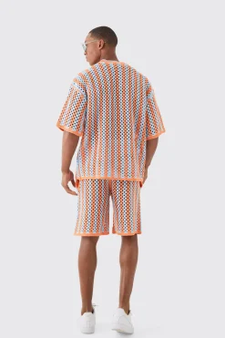 boohooMAN Relaxed Open Stitch Stripe Knitted Shorts | UK| Shorts|Tracksuits