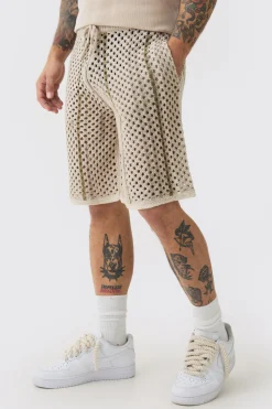 boohooMAN Relaxed Open Stitch Stripe Knitted Shorts | UK| Tracksuits