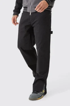 boohooMAN Relaxed Overdye Carpenter Split Hem Trouser | UK| Trousers|Cargos