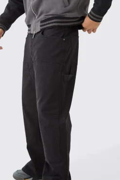 boohooMAN Relaxed Overdye Carpenter Split Hem Trouser | UK| Trousers|Cargos