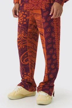 boohooMAN Relaxed Paisley Jacquard Split Hem Jogger | UK| Trousers|Joggers