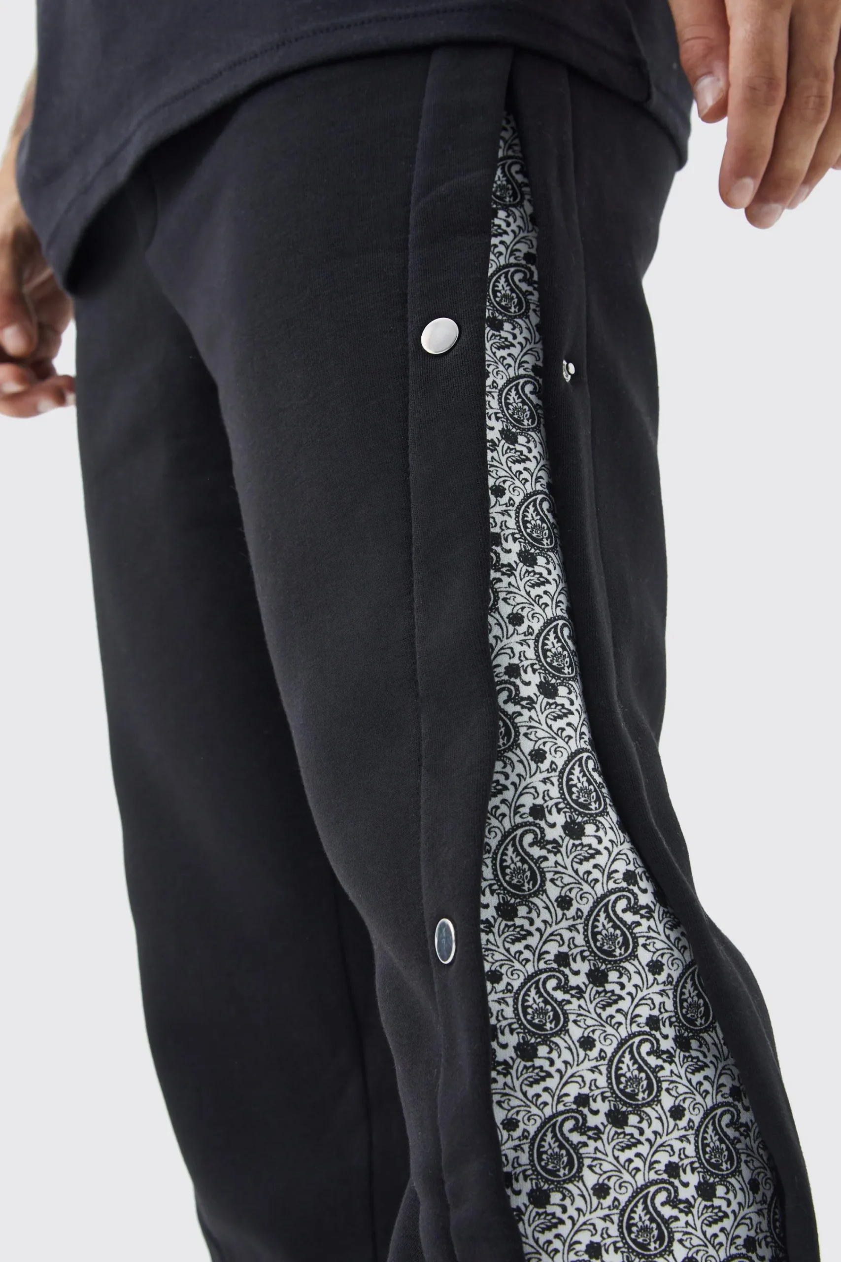 boohooMAN Relaxed Printed Side Panel Popper Jogger | UK| Joggers