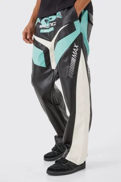 boohooMAN Relaxed Pu Moto Trouser | UK| Trousers
