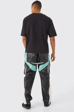 boohooMAN Relaxed Pu Moto Trouser | UK| Trousers