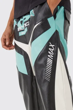 boohooMAN Relaxed Pu Moto Trouser | UK| Trousers