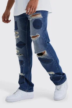 boohooMAN Relaxed Rigid Applique Ripped Jeans | UK| Jeans