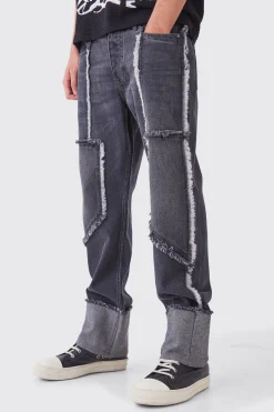 boohooMAN Relaxed Rigid Distressed Seam Denim Jean | UK| Jeans