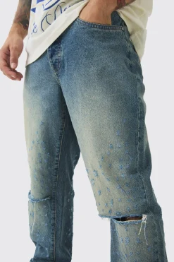 boohooMAN Relaxed Rigid Distressed Knee Slit Jeans | UK| Trousers|Jeans