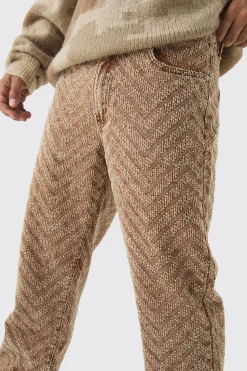 boohooMAN Relaxed Rigid Distressed Jacquard Jeans | UK| Jeans