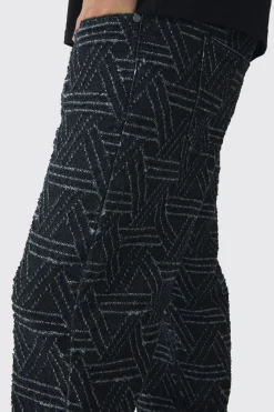 boohooMAN Relaxed Rigid Distressed Jacquard Jeans | UK| Jeans