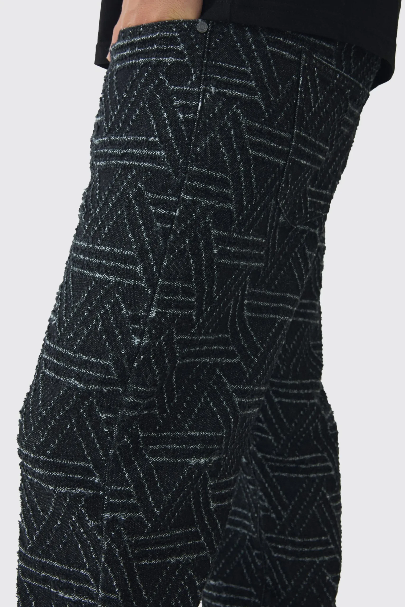 boohooMAN Relaxed Rigid Distressed Jacquard Jeans | UK| Jeans