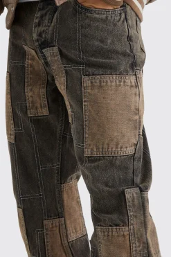 boohooMAN Relaxed Rigid Flare Patchwork Jeans | UK| Trousers|Jeans