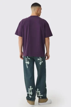 boohooMAN Relaxed Rigid Graffiti Spray Printed Jeans | UK| Jeans