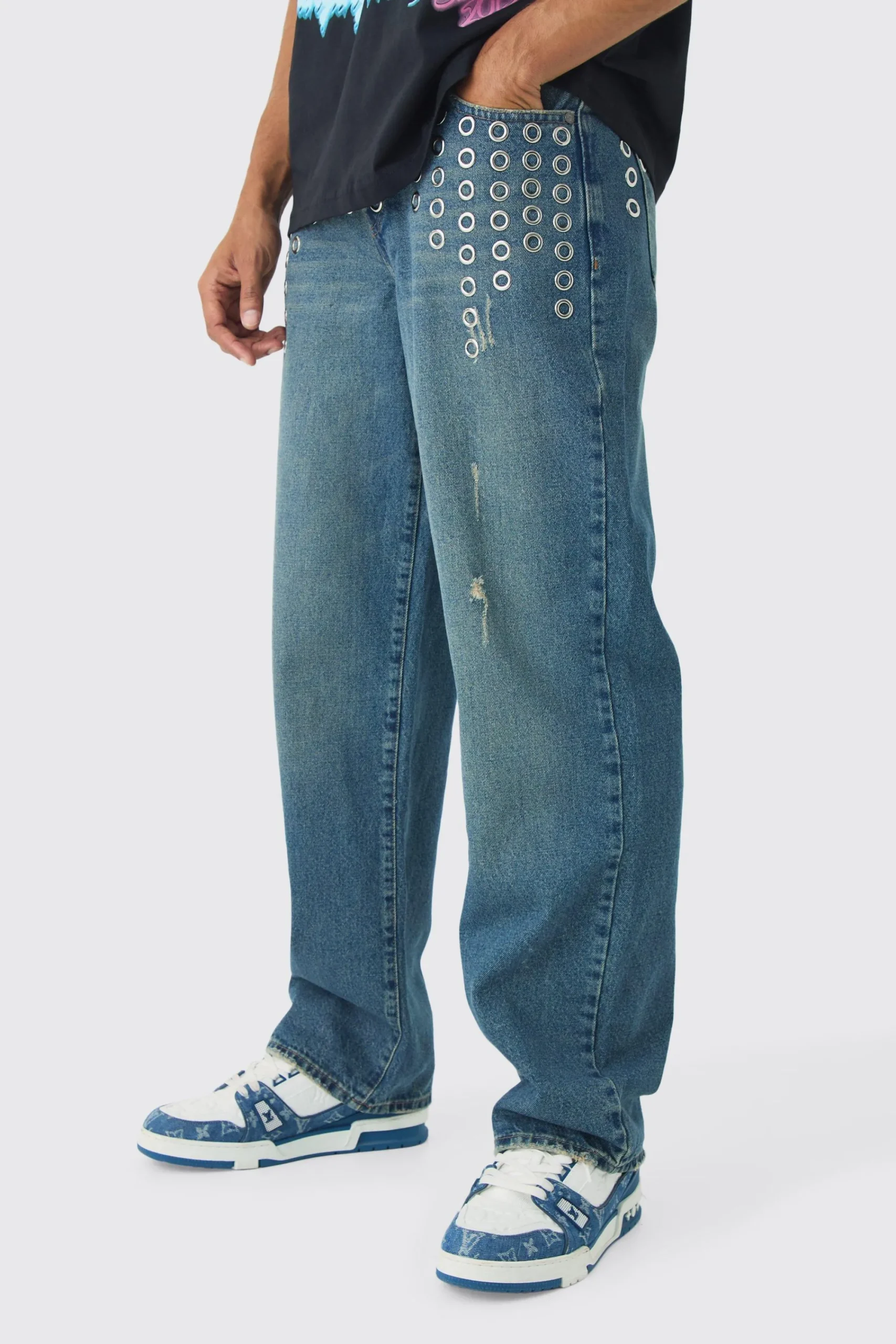 boohooMAN Relaxed Rigid Metal Hardware Jeans | UK| Trousers|Jeans