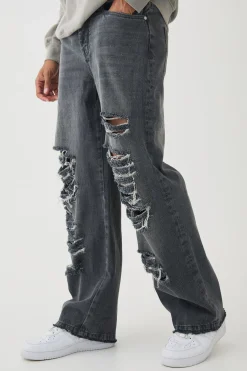 boohooMAN Relaxed Rigid Official Print Ripped Jeans | UK| Trousers|Jeans