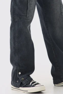 boohooMAN Relaxed Rigid Popper Hem Cargo Jeans | UK| Trousers|Jeans