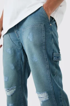 boohooMAN Relaxed Rigid Ripped Knee Carpenter Jeans In | UK| Trousers|Jeans