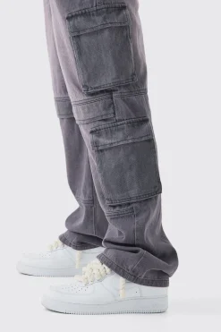 boohooMAN Relaxed Rigid Tinted Multi Cargo Denim Jeans | UK| Trousers|Jeans