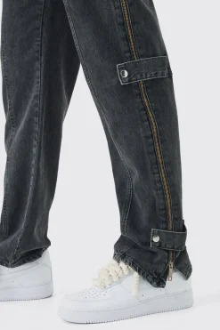 boohooMAN Relaxed Rigid Zip Detail Acid Washed Jeans | UK| Trousers|Jeans