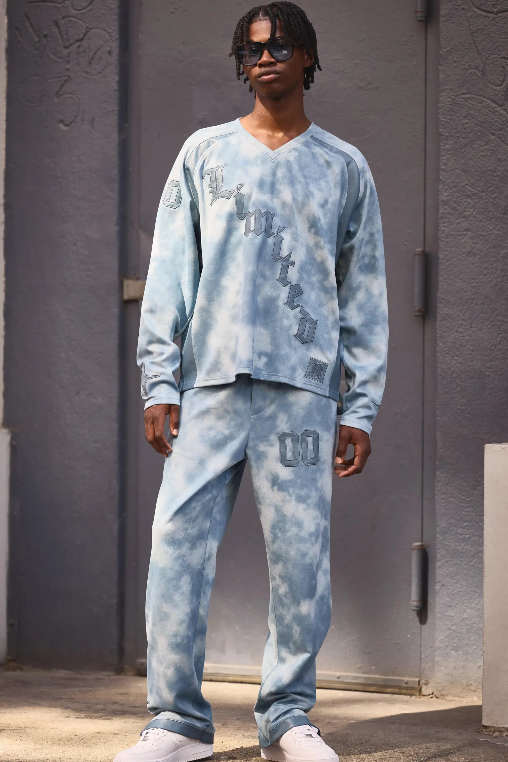 boohooMAN Relaxed Suede And PU Applique Varsity Split Hem Jogger | UK| Trousers|Joggers