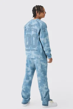 boohooMAN Relaxed Suede And PU Applique Varsity Split Hem Jogger | UK| Trousers|Joggers