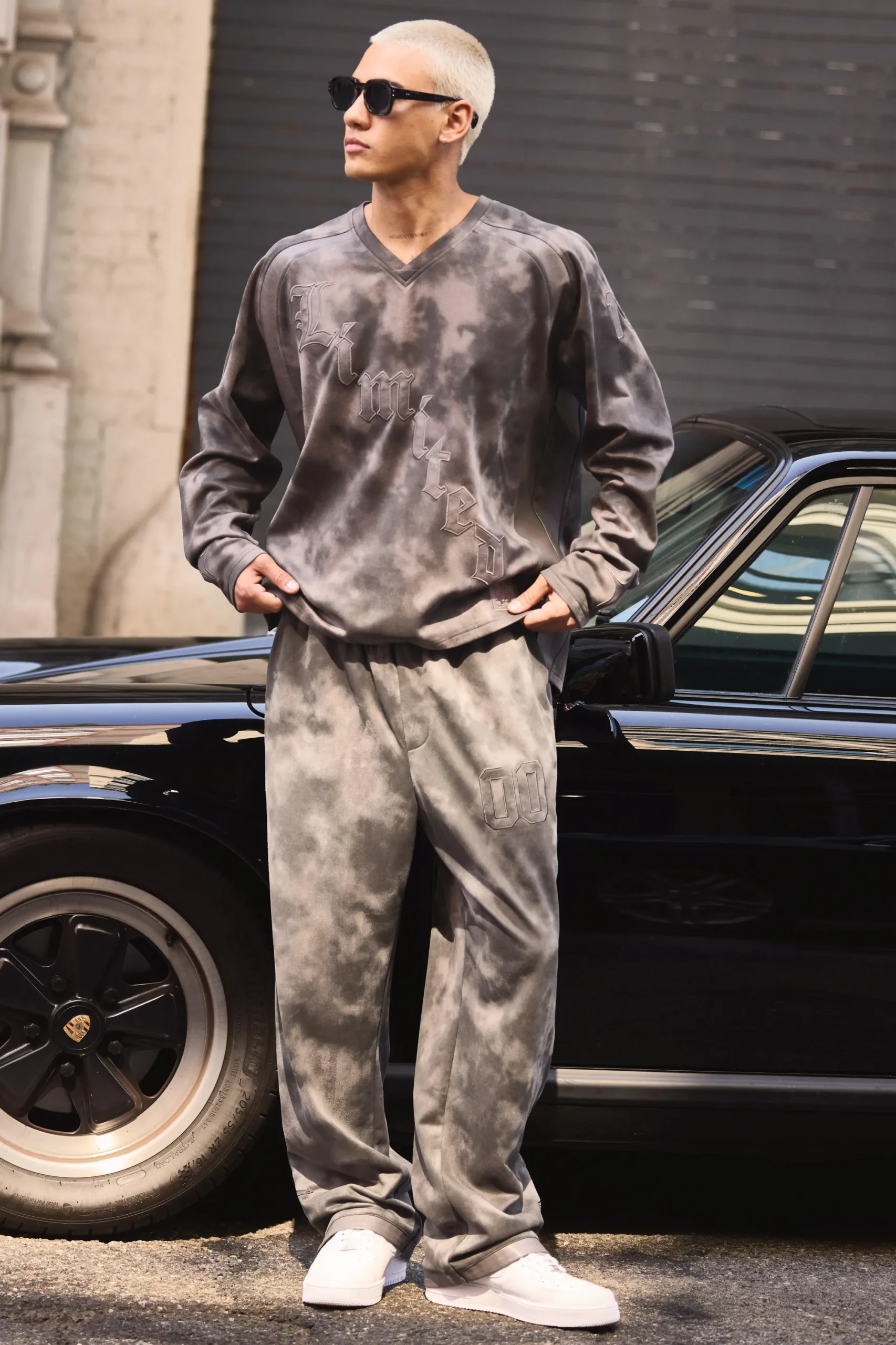 boohooMAN Relaxed Suede And PU Applique Varsity Split Hem Jogger | UK| Trousers|Joggers