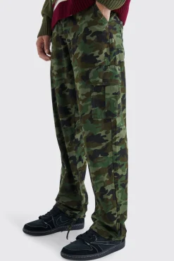 boohooMAN Relaxed Tie Hem Camo Cargo Trouser | UK| Trousers