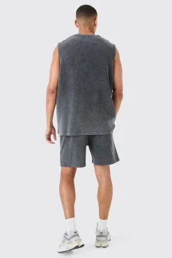 boohooMAN Relaxed Washed Heavyweight Waffle Shorts | UK| Shorts