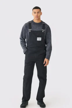 boohooMAN Relaxed Washed Twill Official Dungarees | UK| Trousers|Cargos