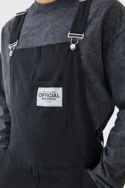 boohooMAN Relaxed Washed Twill Official Dungarees | UK| Trousers|Cargos