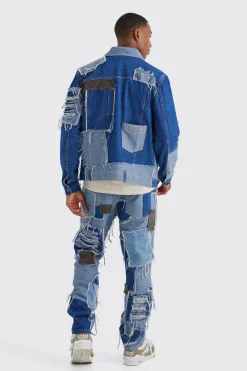 boohooMAN Re-purposed Patchwork Denim Jacket | UK| Coats & Jackets