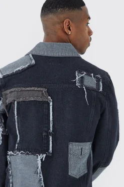 boohooMAN Re-purposed Patchwork Denim Jacket | UK| Coats & Jackets