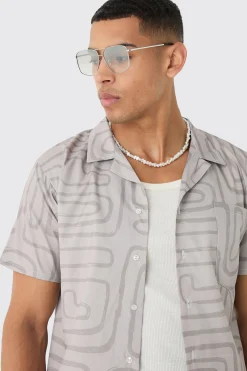 boohooMAN Revere Abstract Print Shirt | UK| Shirts