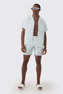 boohooMAN Revere Collar Boxy Shirt And Short Set In | UK| Sets & Co-Ords