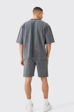 boohooMAN Reverse Loopback Printed Half Sleeve Sweatshirt | UK| Hoodies & Sweatshirts