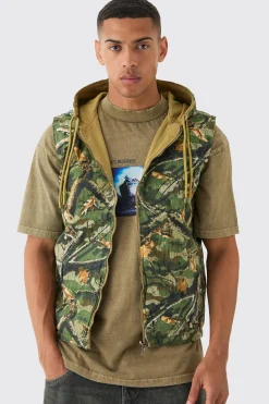 Reversible Camo Twill Gilet | UK^boohooMAN Hot